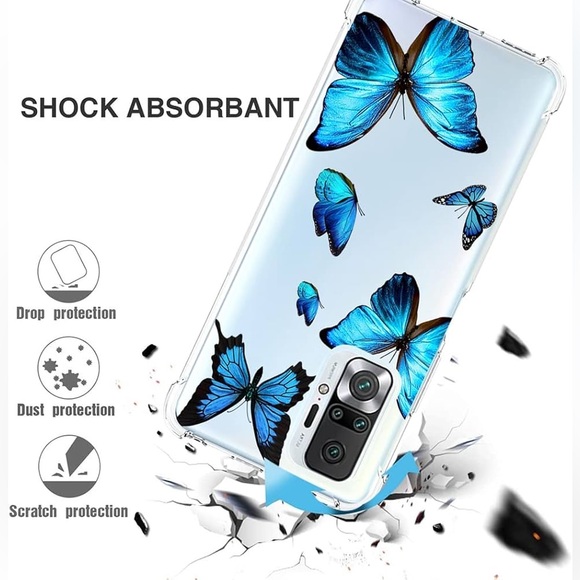 Blue Butterfly Phone Case for Note 10S with Tempered Glass Screen Protector - Picture 7 of 16